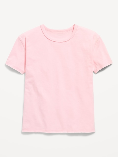 Oversized Short-Sleeve Raw-Edge T-Shirt for Girls