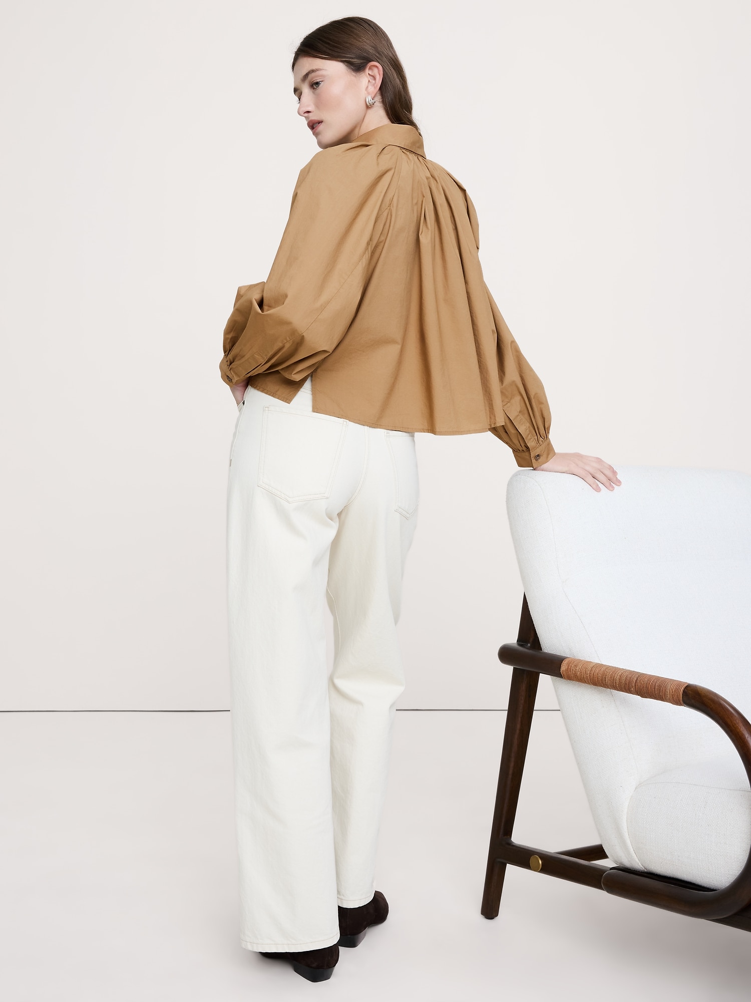 コットン ポプリン バルーンスリーブ シャツ-1