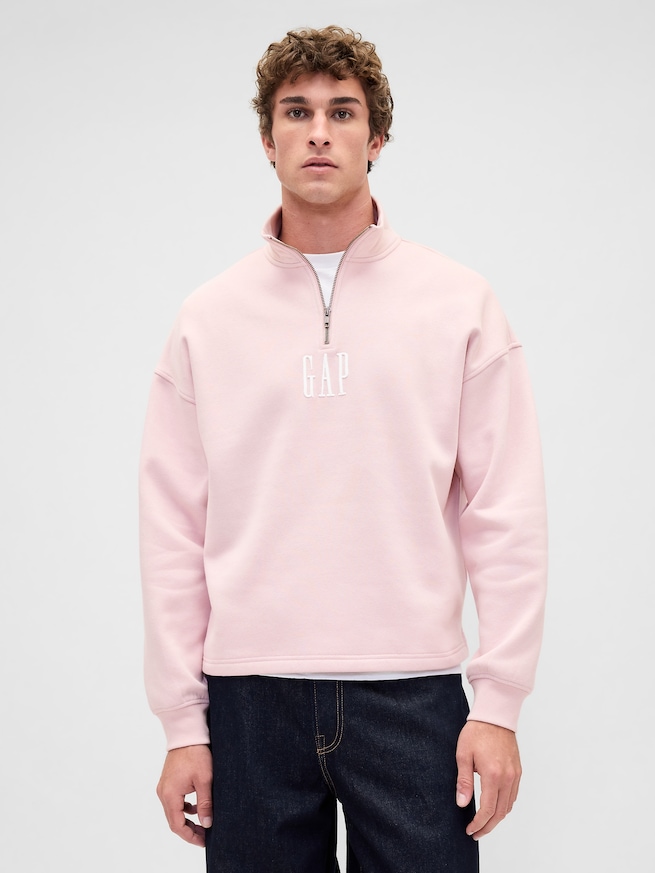 ヴィンテージソフト オーバーサイズ GAPロゴ ハーフジップ プルオーバー-0