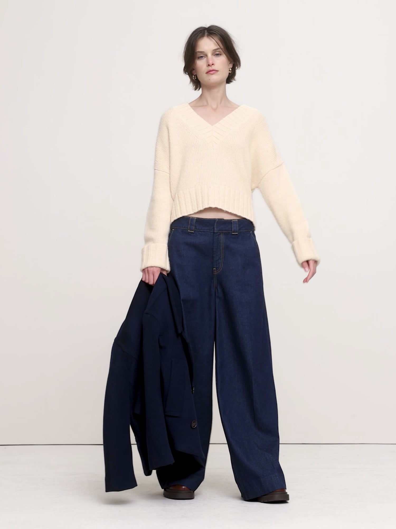 ウール アルパカ ブレンド Vネックセーター-5