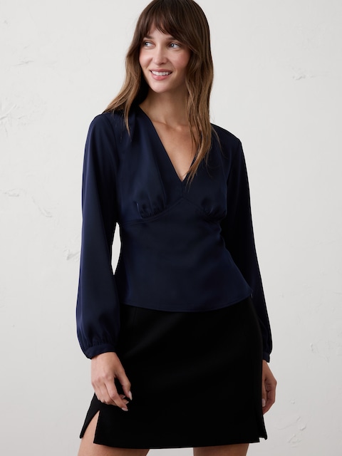 Silky V-Neck Top