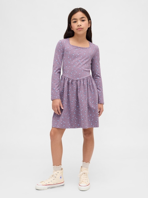 ROBE À ENCOLURE CARRÉE EN JERSEY POUR ENFANT