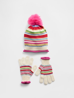ポンポンハット＆グローブセット (キッズ)