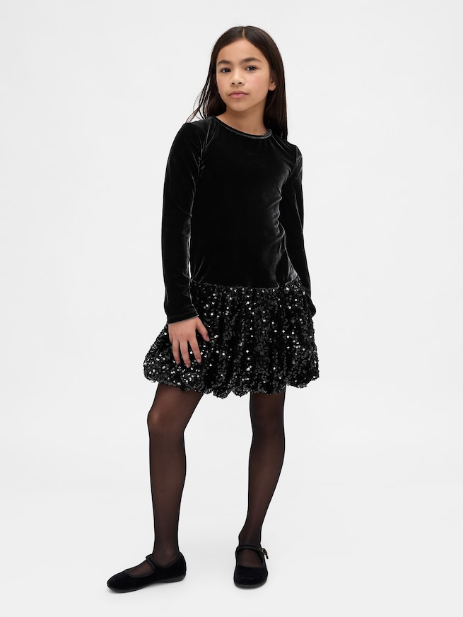 ミックスメディア スパンコール バブルワンピース (キッズ)-0