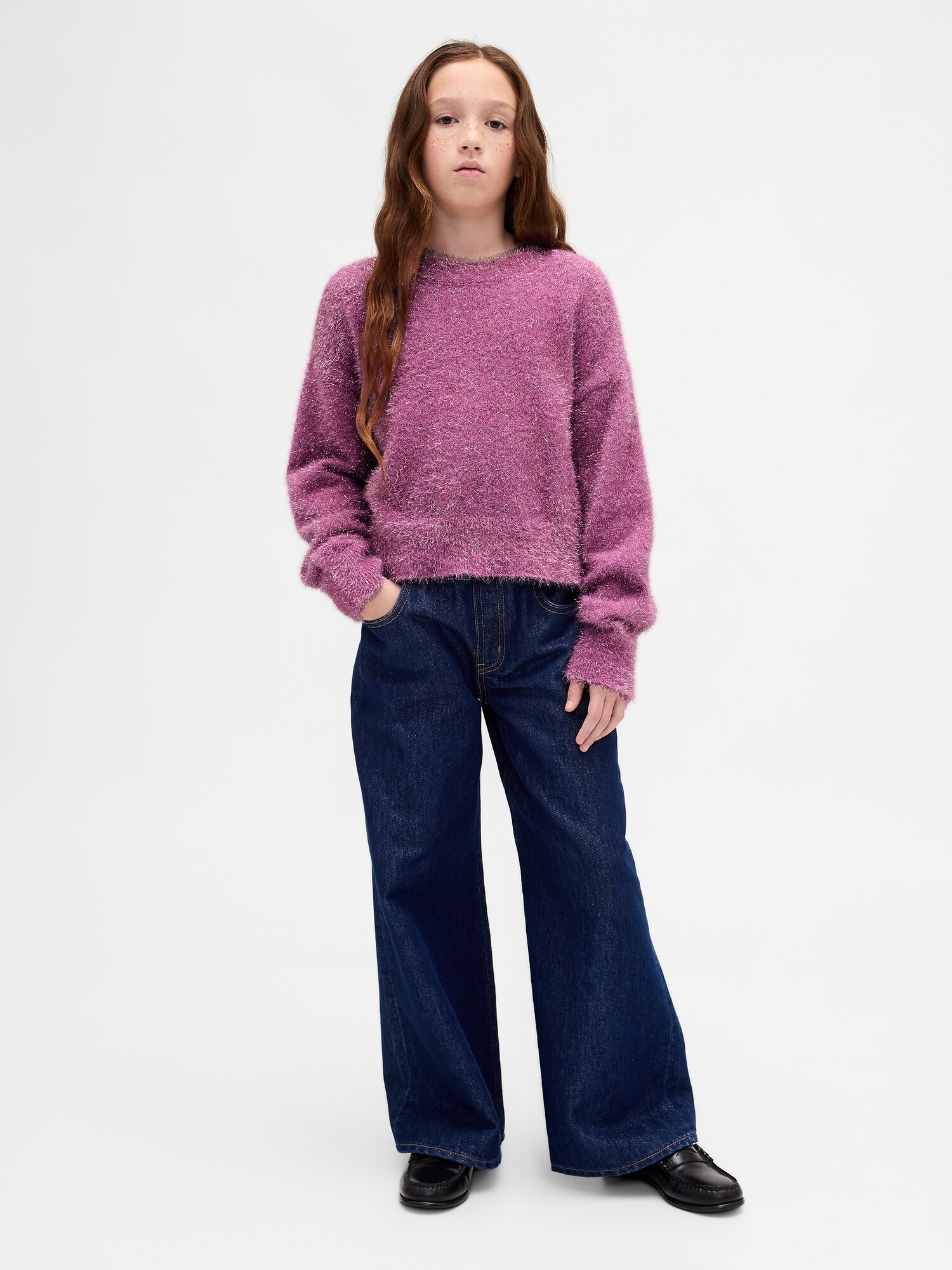 メタリック アイラッシュ クルーネックセーター (キッズ)-3