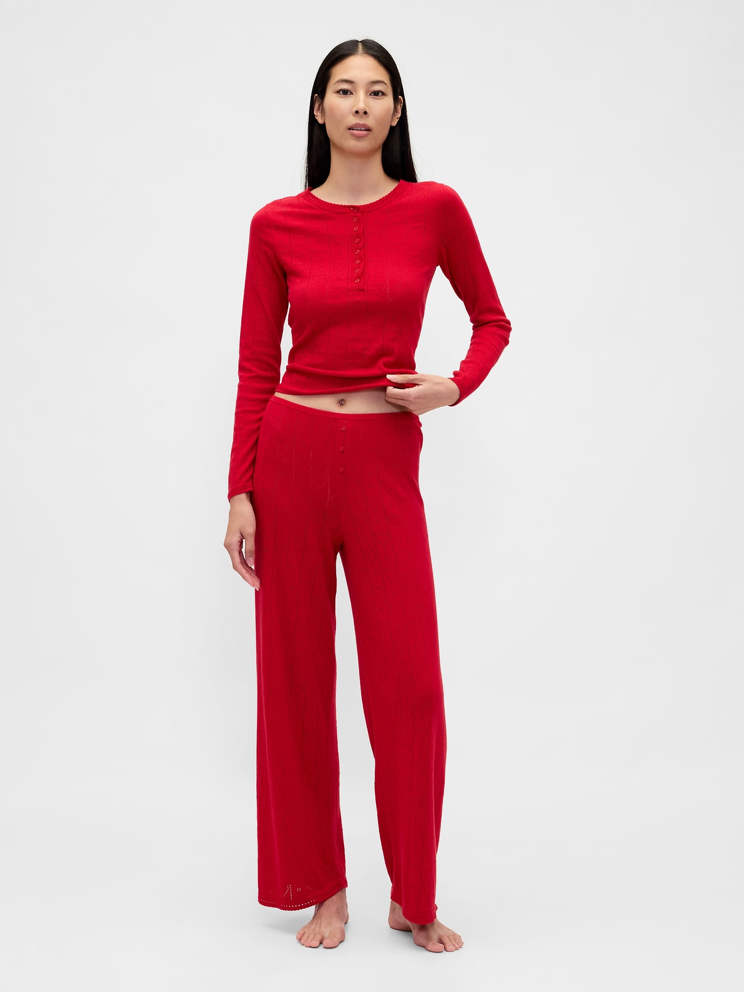 ライトウェイト CashSoft カシミヤタッチ ポインテール ハート パジャマトップス-1