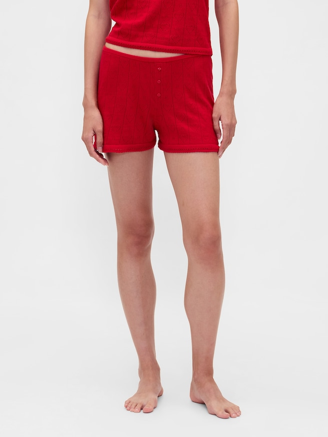 ライトウェイト CashSoft カシミヤタッチ ポインテール ハートパジャマショートパンツ-1