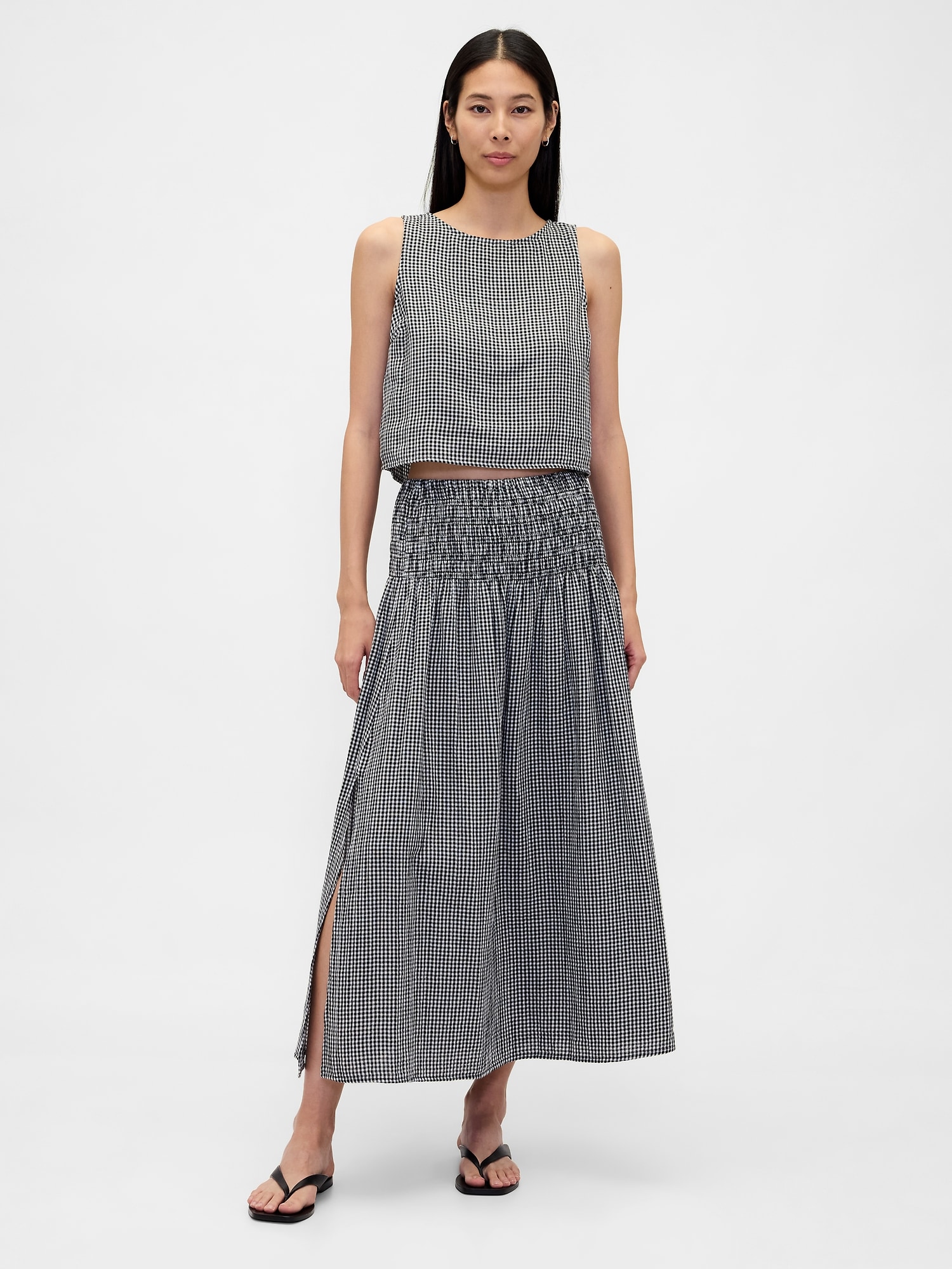 Cotton Gauze Smocked-Waist Maxi Skirt