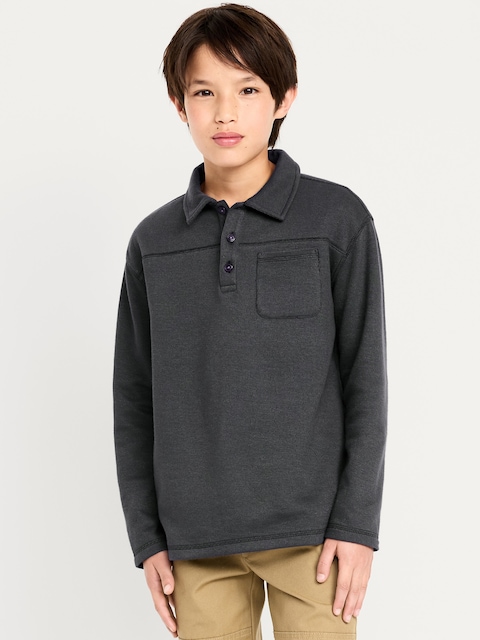Long-Sleeve Cozy-Knit Polo Sweater for Boys