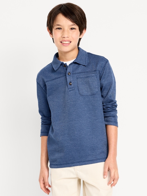 Long-Sleeve Cozy-Knit Polo Sweater for Boys