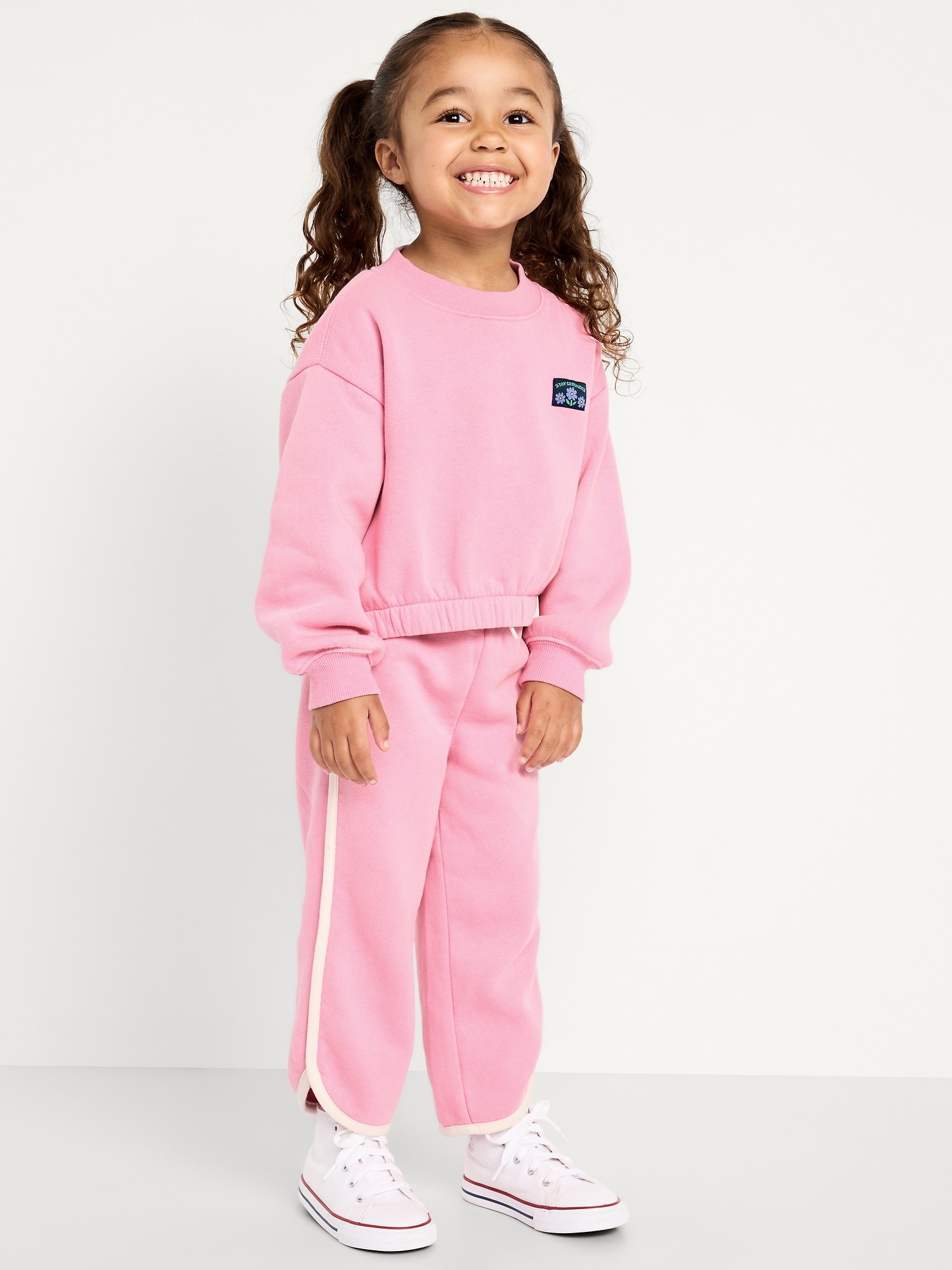 PANTALON EN COTON OUATÉ À OURLET ARRONDI FENDU, LONGUEUR 3/4 POUR TOUTE-PETITE