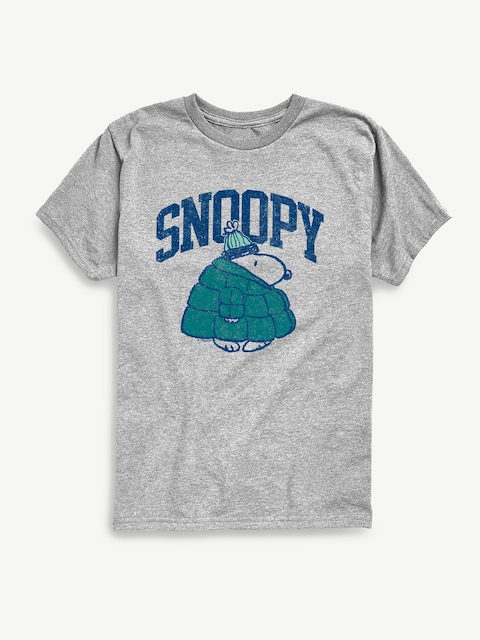 Peanuts Snoopy In Puffer Coat Short Sleeve Tee For Kids