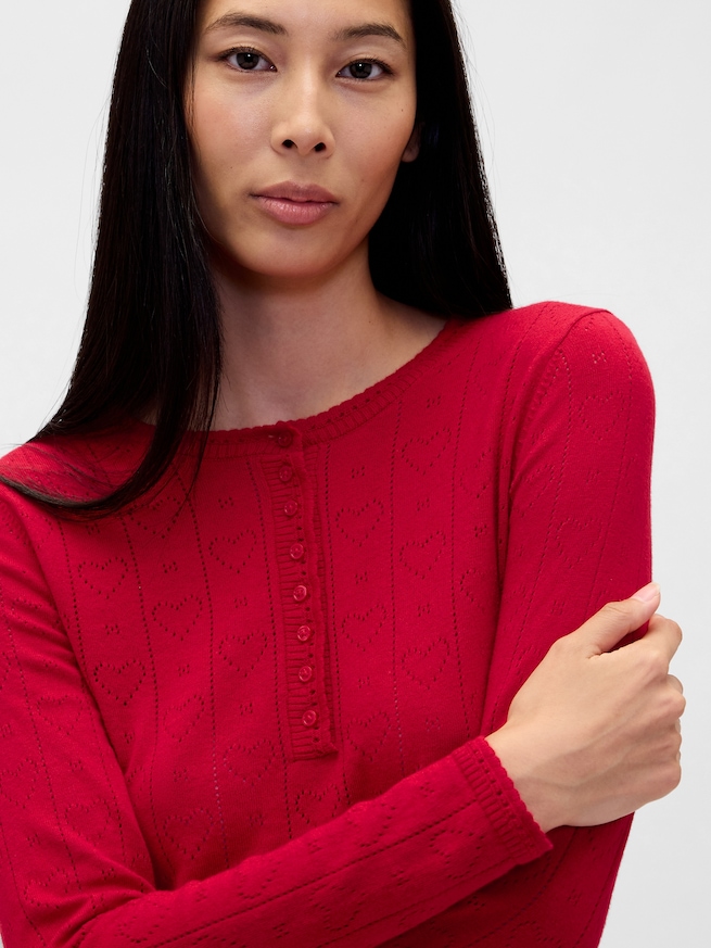 ライトウェイト CashSoft カシミヤタッチ ポインテール ハート パジャマトップス-4