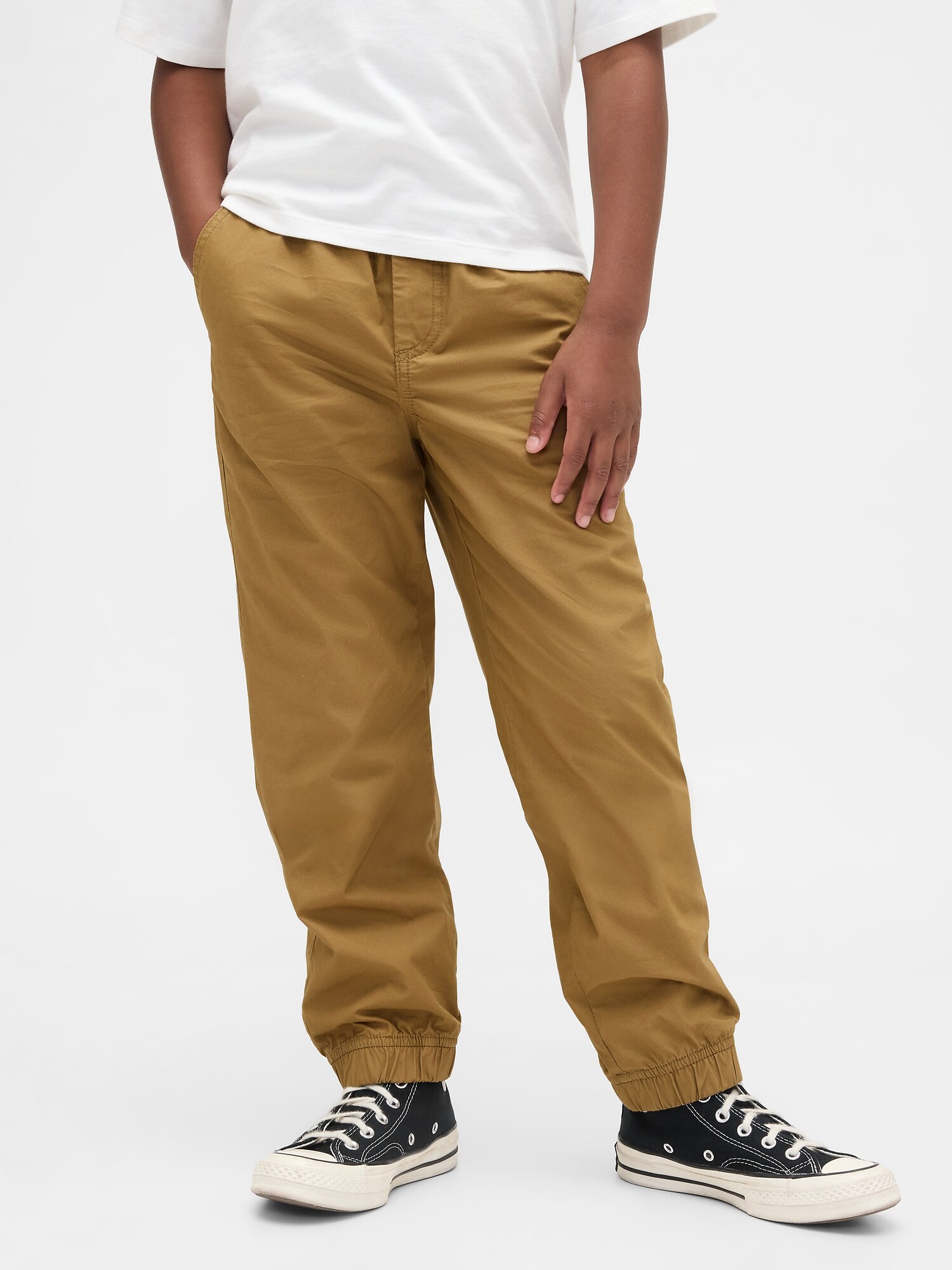 裏地付き ポプリンリラックスフィット ジョガーパンツ (キッズ)-1