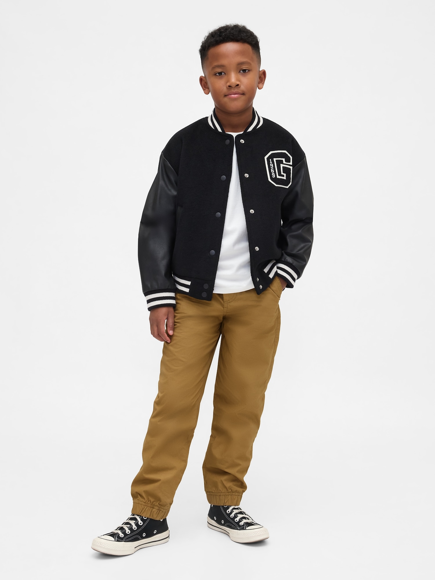 裏地付き ポプリンリラックスフィット ジョガーパンツ (キッズ)-0