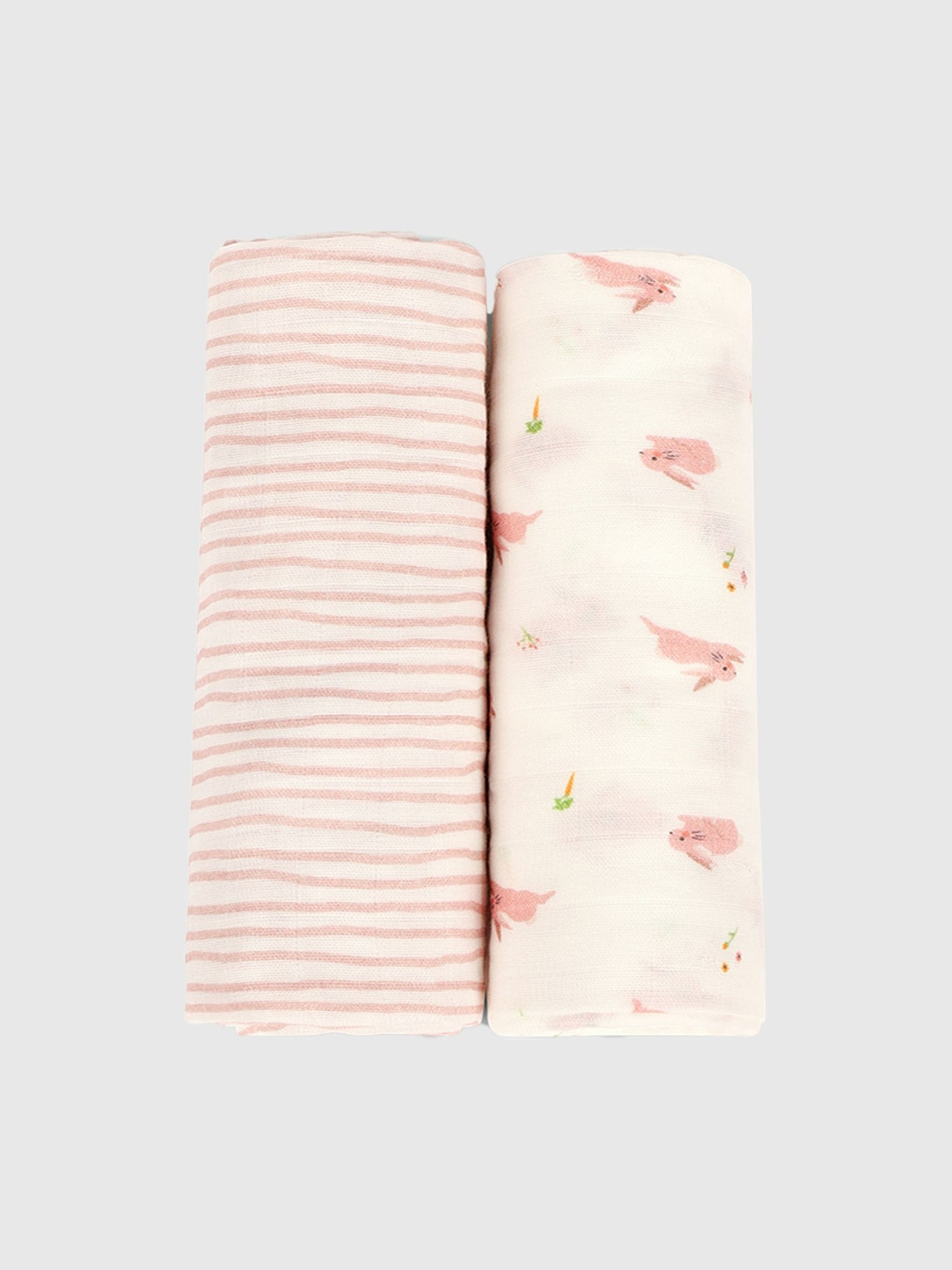 Bamboo Little Bunny and Pink Wave Swaddle Set