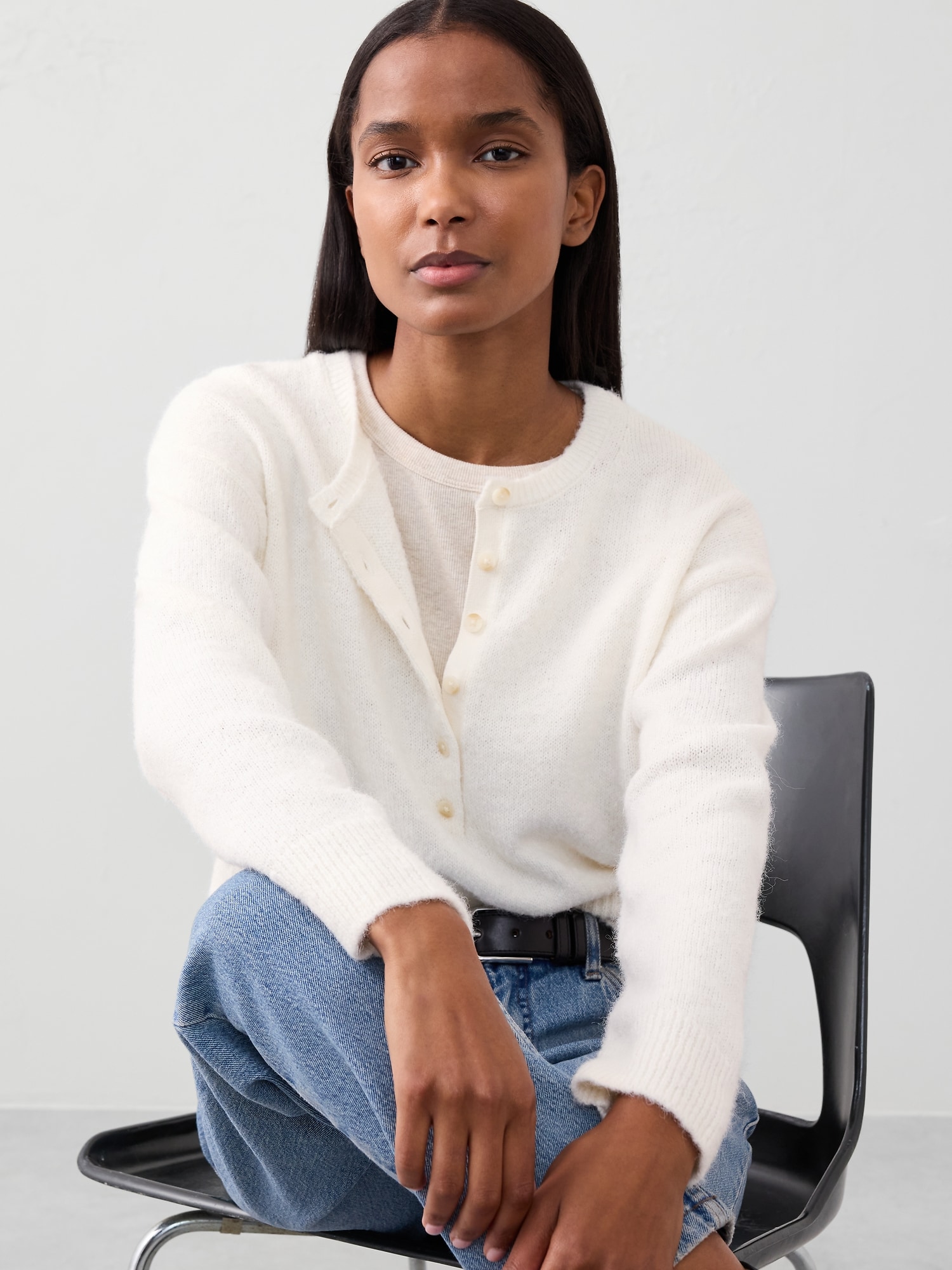 CHANDAIL À ENCOLURE HENLEY EN TRICOT BROSSÉ