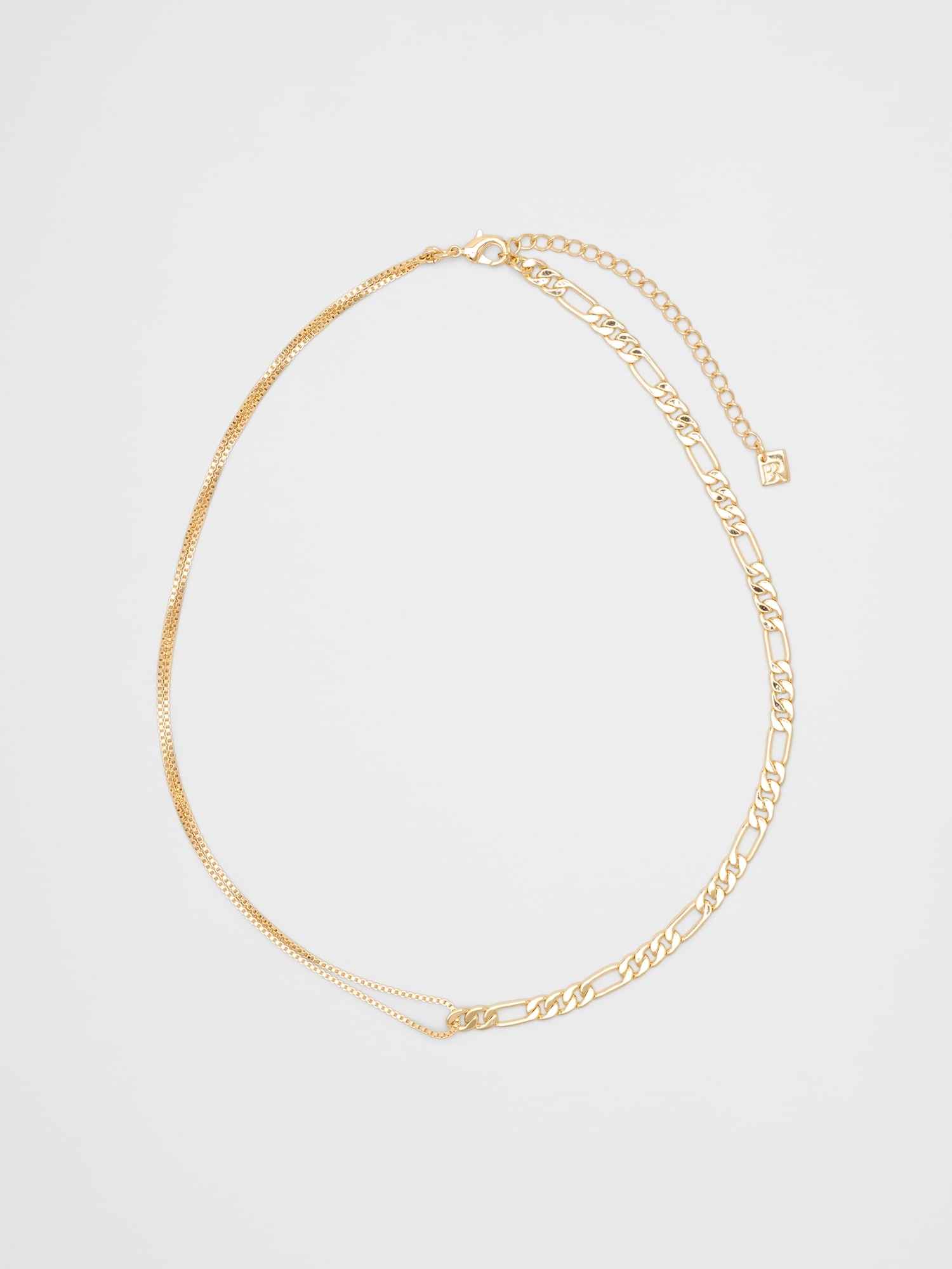 Half Chain Double Box Link Necklace