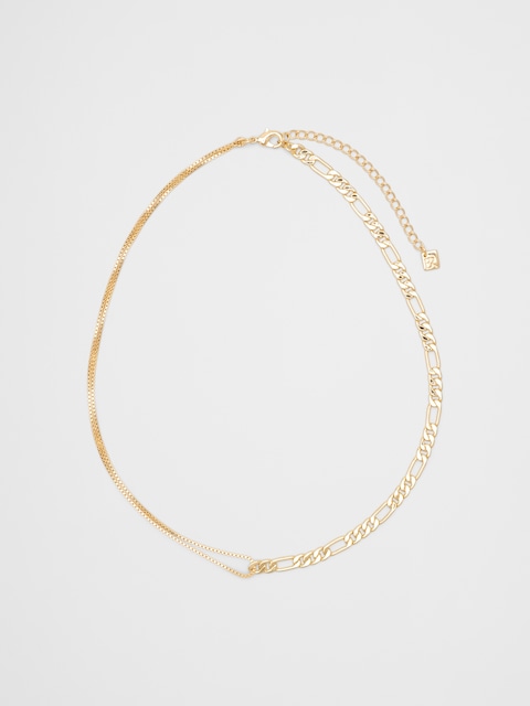 Half Chain Double Box Link Necklace
