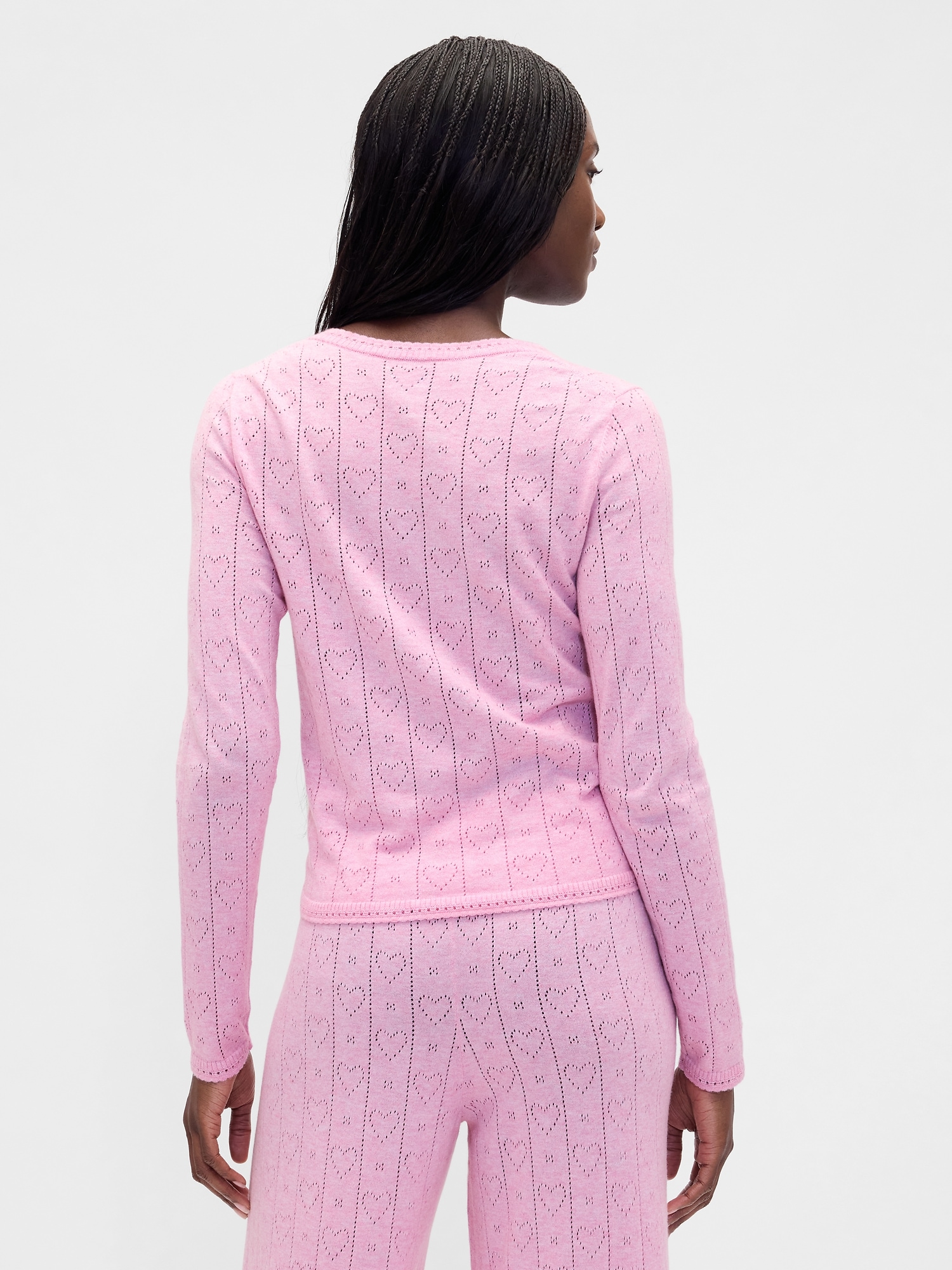 ライトウェイト CashSoft カシミヤタッチ ポインテール ハート パジャマトップス-2