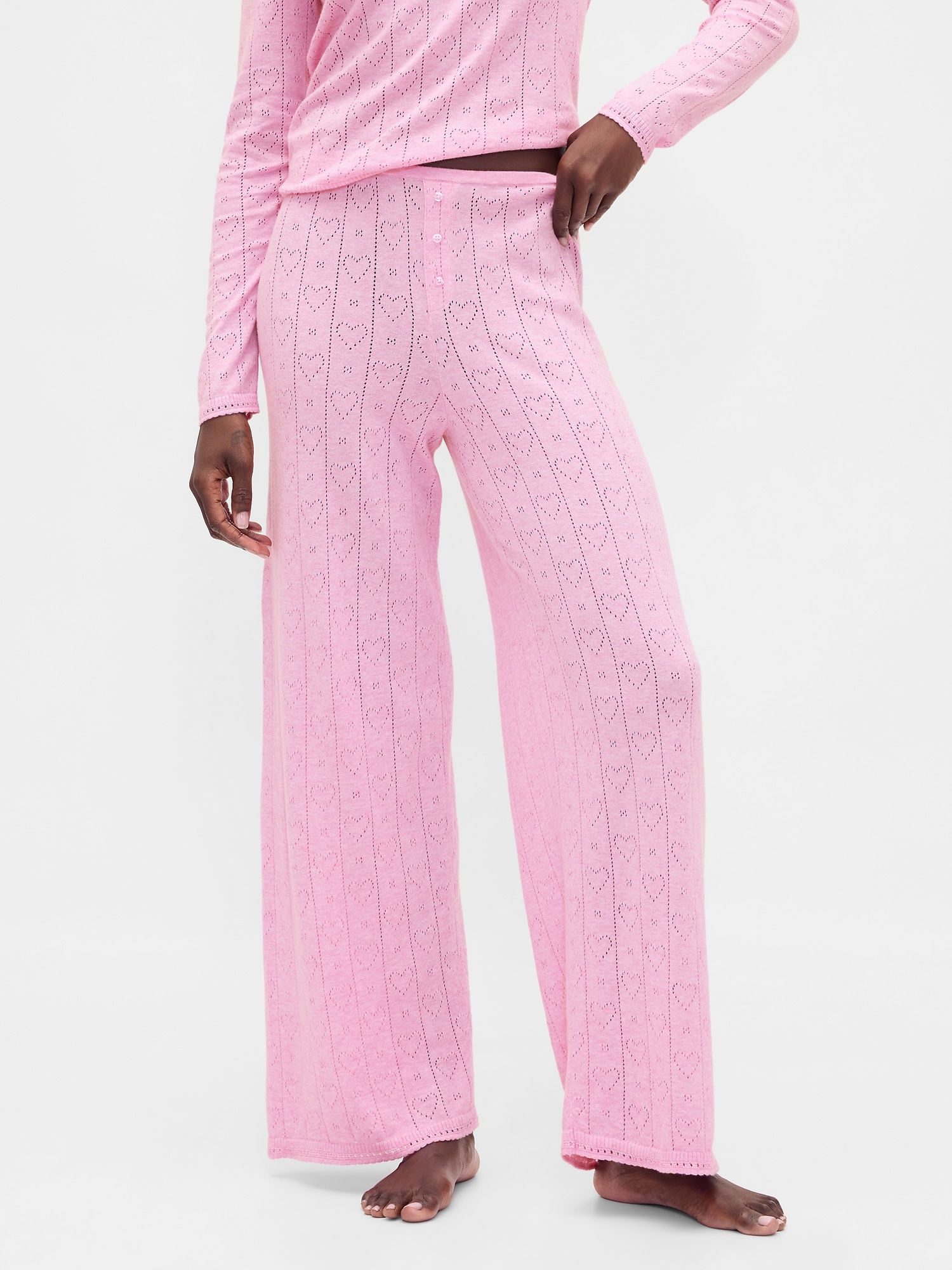 ライトウェイト CashSoft カシミヤタッチ ポインテール ハートパジャマパンツ-1