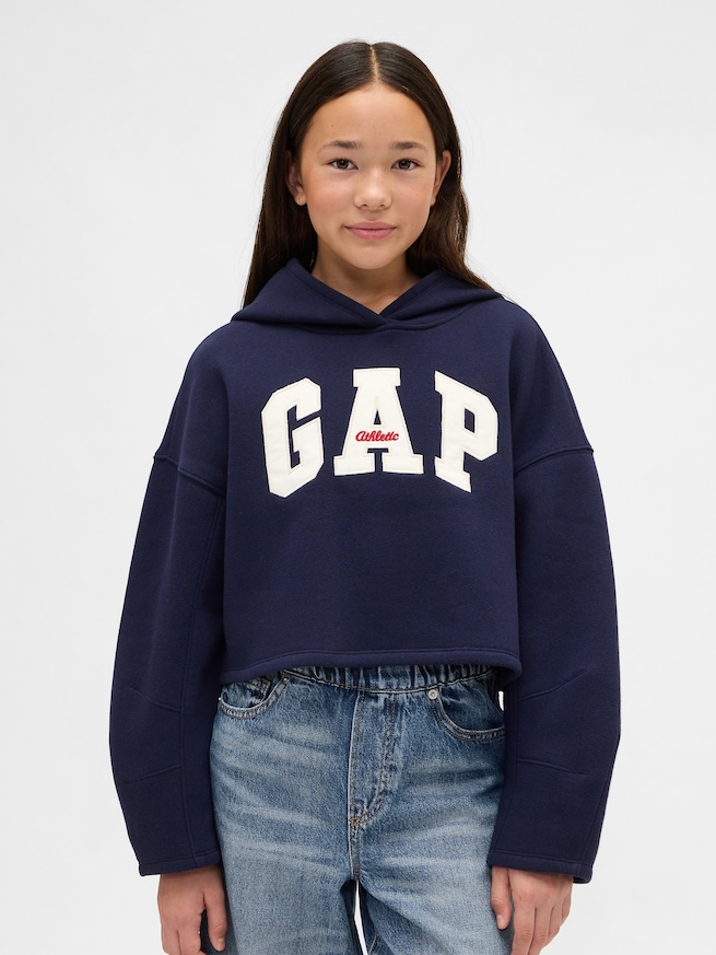 オーバーサイズ バレルスリーブ GAPロゴパーカー (キッズ)-0