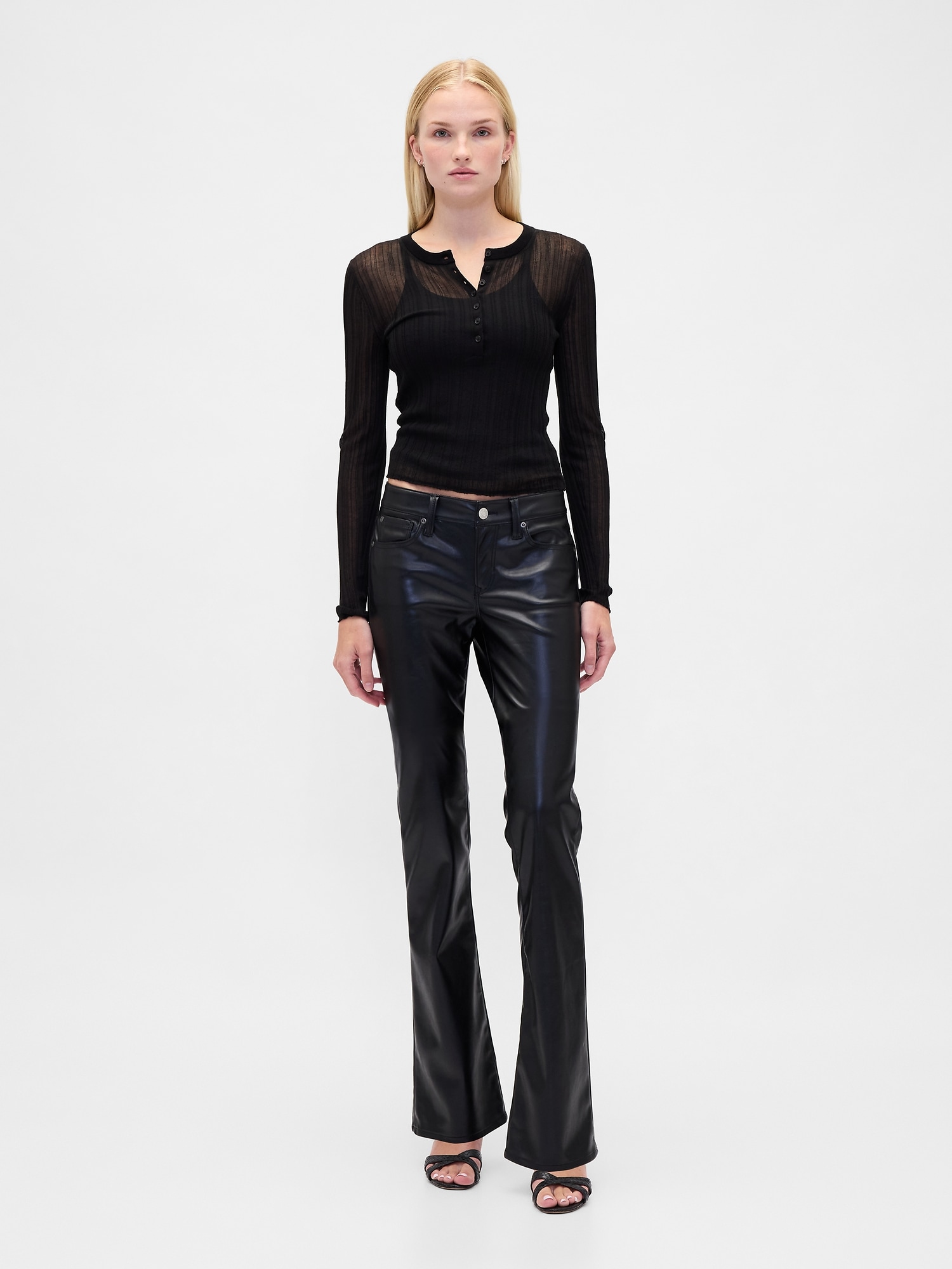 Low Rise Recycled Vegan Leather Long & Lean Pants