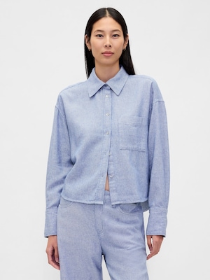 コットンリネン オーバーサイズシャツ