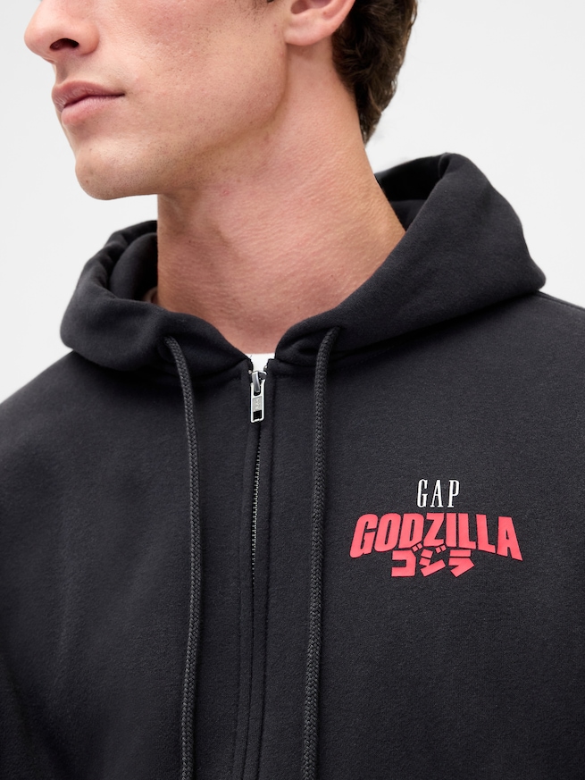 ゴジラ ビンテージソフトグラフィック GAPロゴ ジップアップパーカー-3