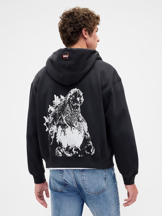 ゴジラ ビンテージソフトグラフィック GAPロゴ ジップアップパーカー-2