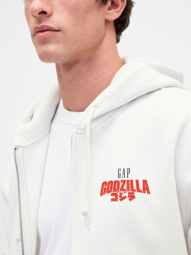 ゴジラ ビンテージソフトグラフィック GAPロゴ ジップアップパーカー-3