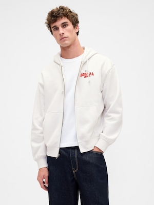 ゴジラ ビンテージソフトグラフィック GAPロゴ ジップアップパーカー