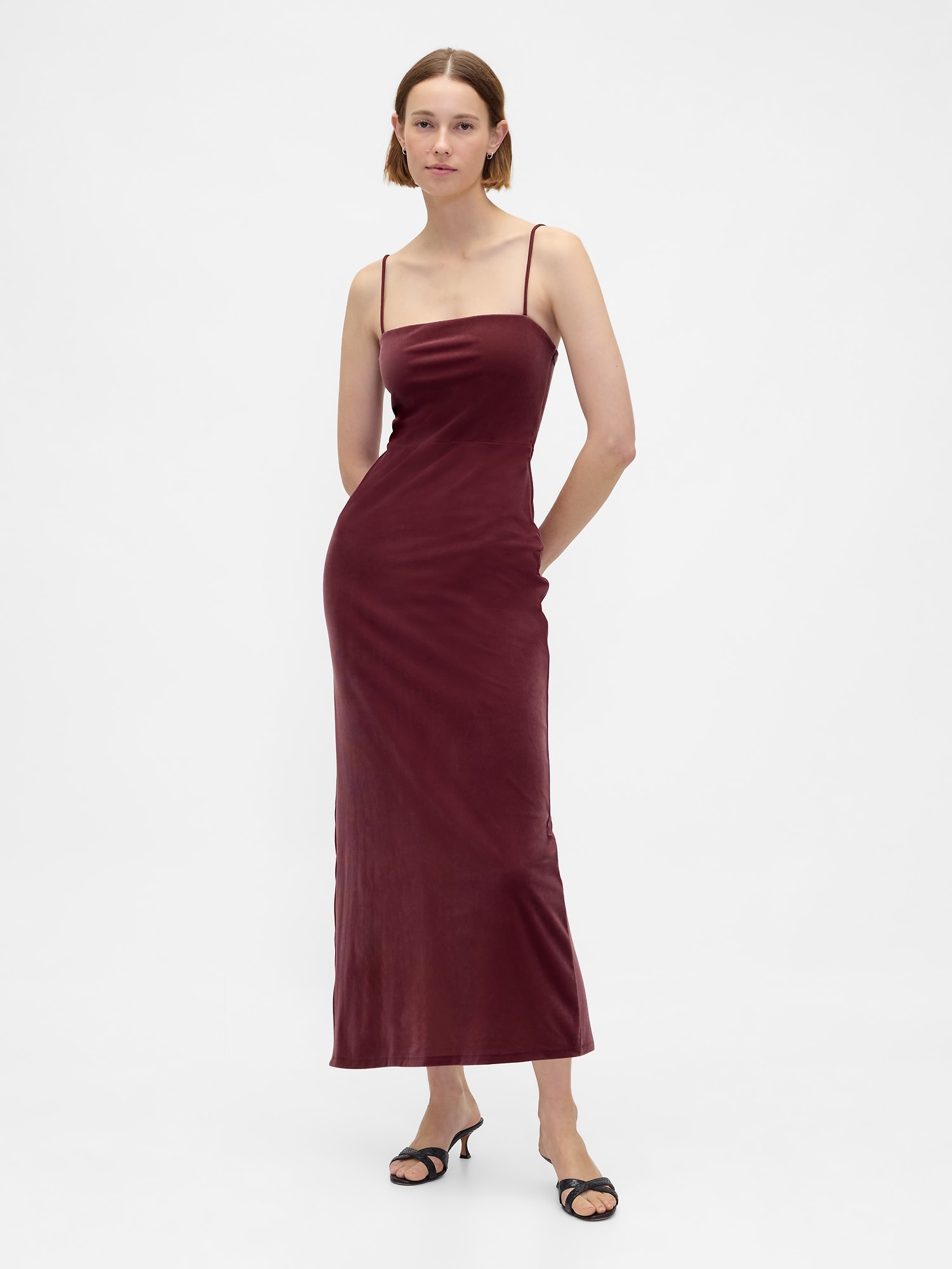 Velvet Square-Neck Maxi Dress