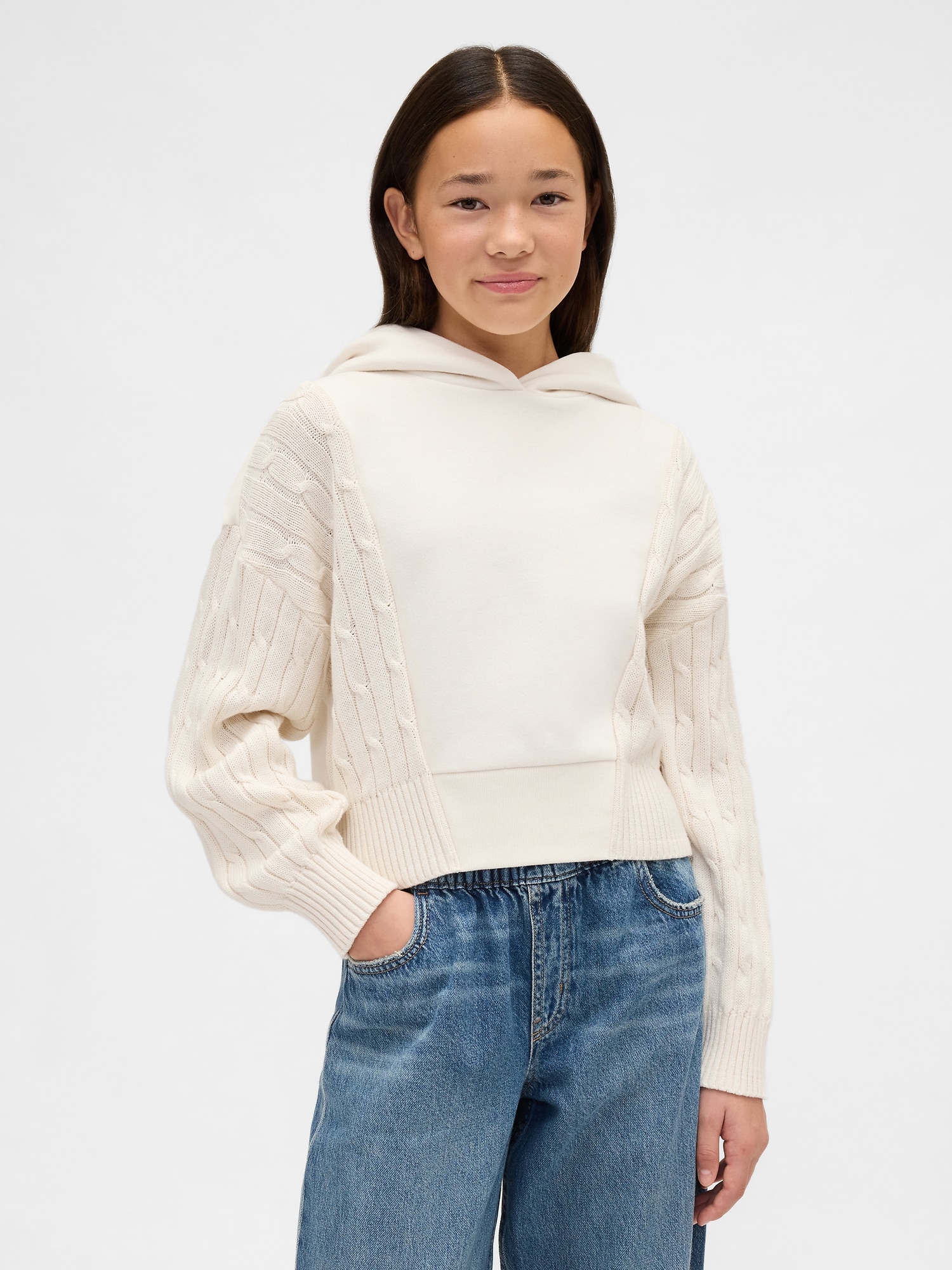 CHANDAIL À CAPUCHON EN MATIÈRES MIXTES VINTAGEDOUX POUR ENFANT