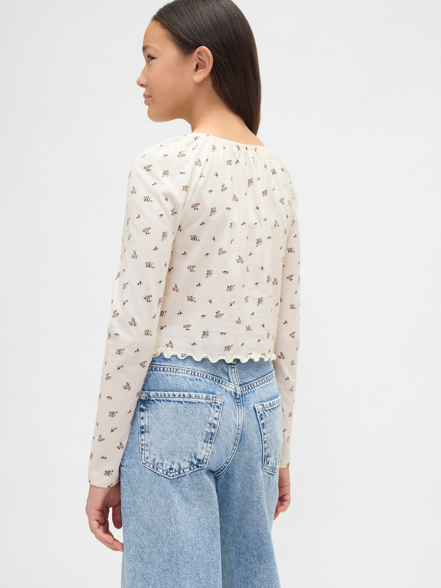 スモッキングギャザー スクエアネック トップス (キッズ)-2