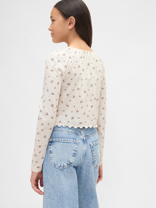 スモッキングギャザー スクエアネック トップス (キッズ)-2