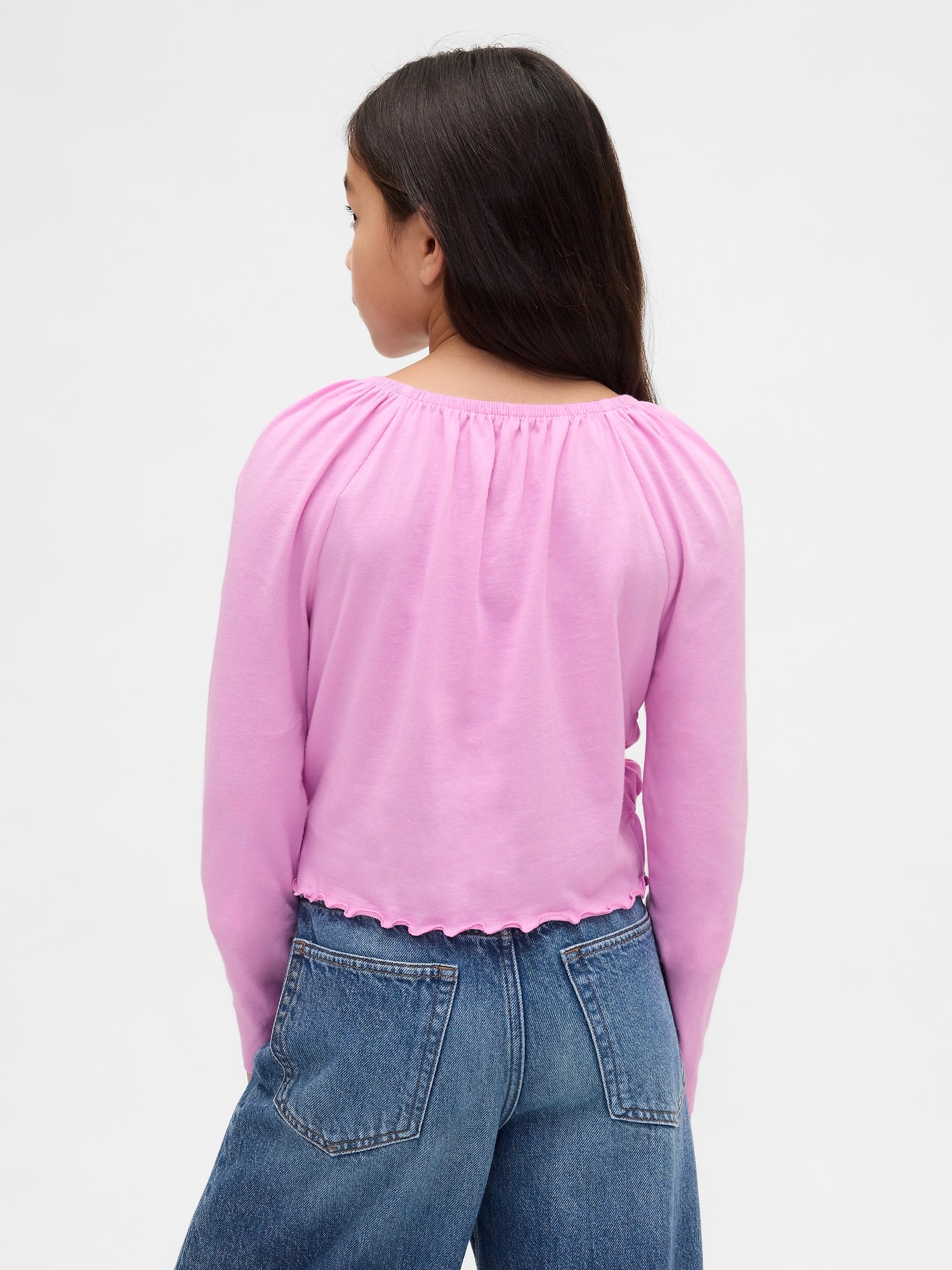 スモッキングギャザー スクエアネック トップス (キッズ)-2