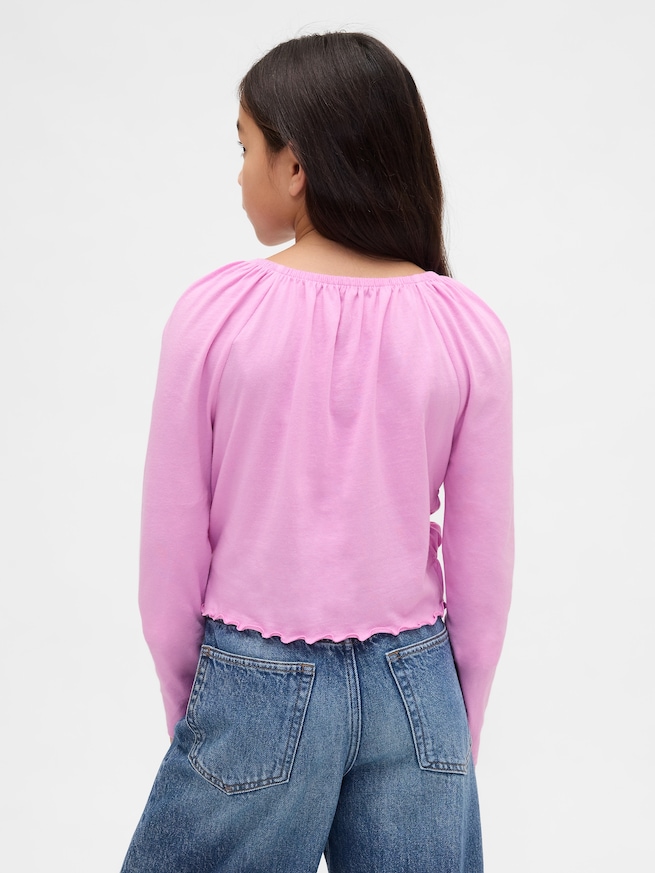 スモッキングギャザー スクエアネック トップス (キッズ)-2