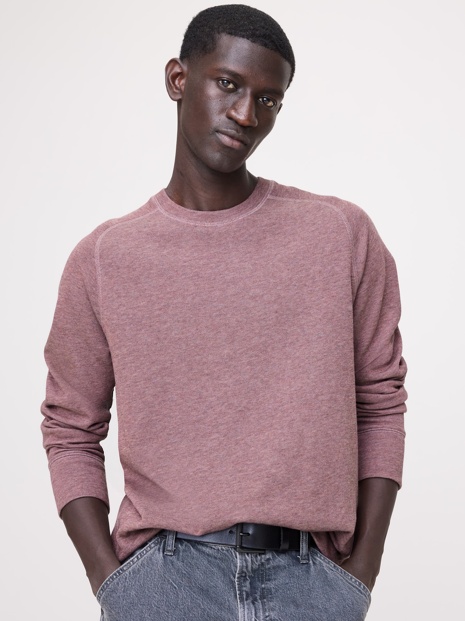 T-SHIRT RAS DU COU EN TRICOT DOUBLE DE FIL FLAMMÉ