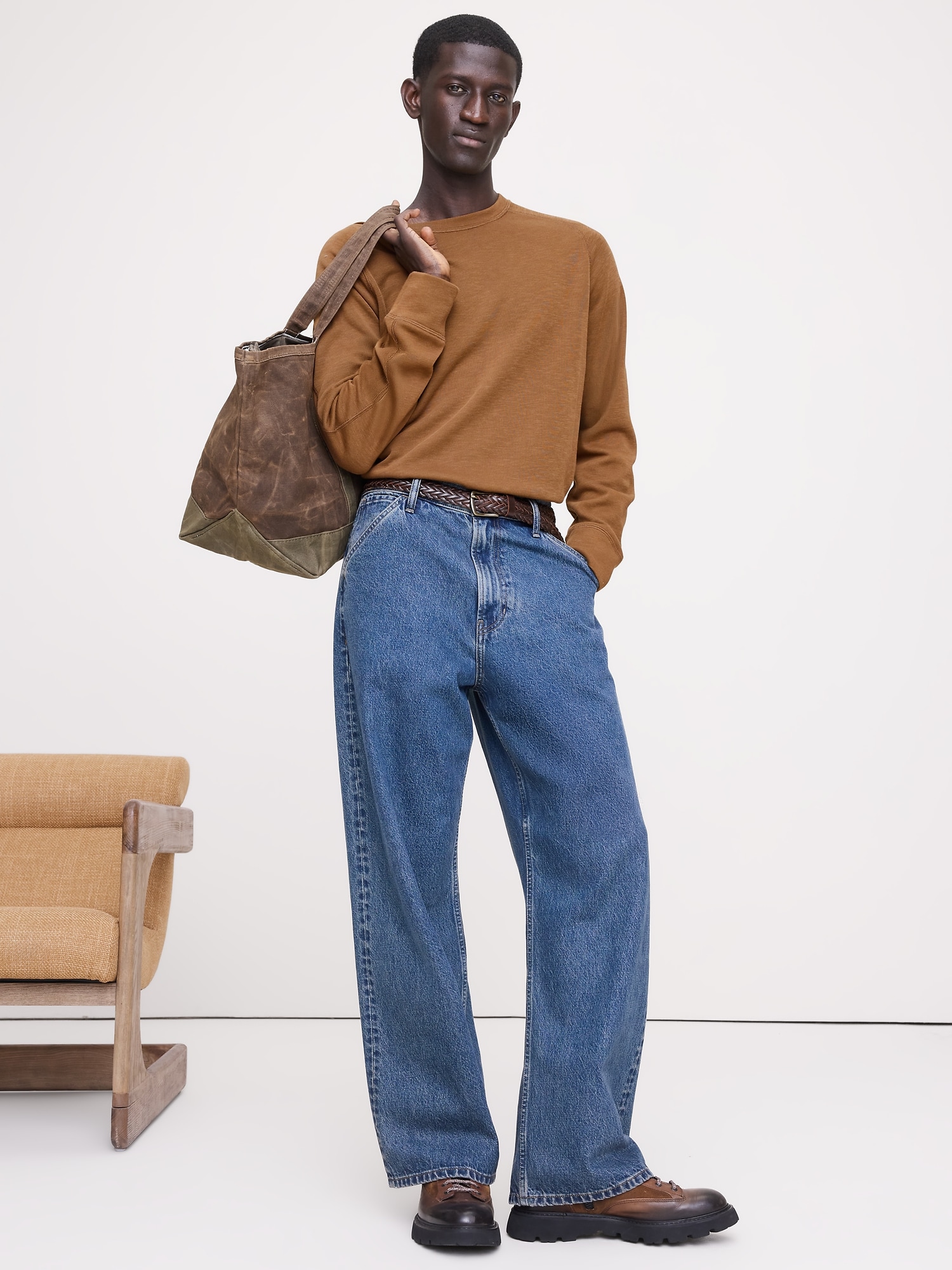 T-SHIRT RAS DU COU EN TRICOT DOUBLE DE FIL FLAMMÉ