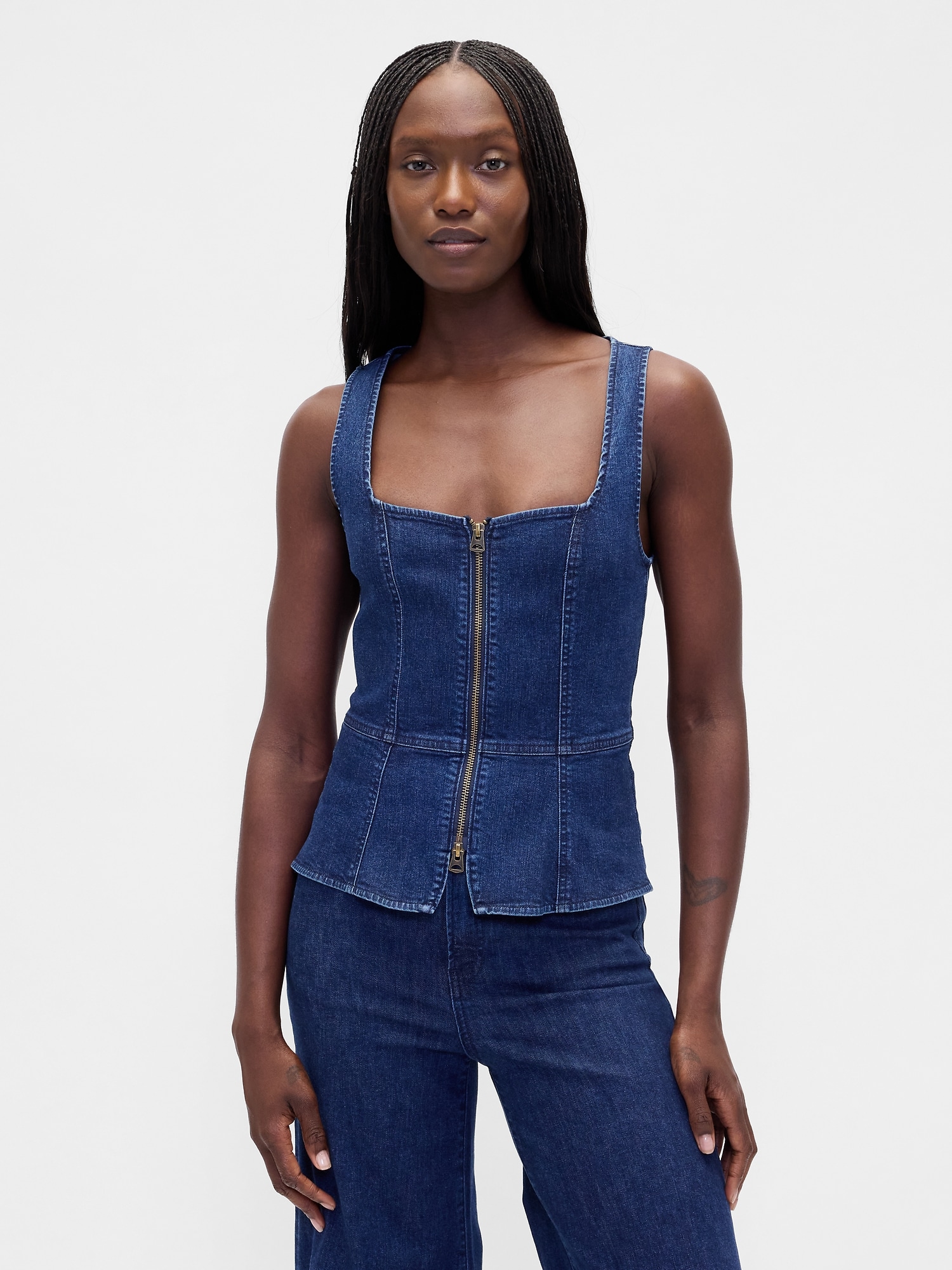 GILET À GLISSIÈRE EN DENIM