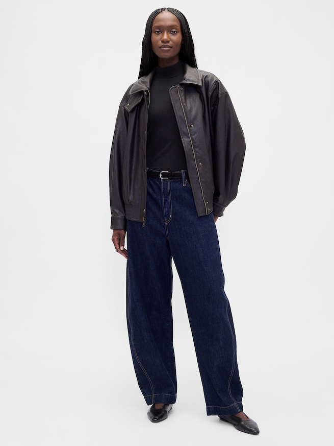 クローズニット ジャージー モックネックTシャツ-1