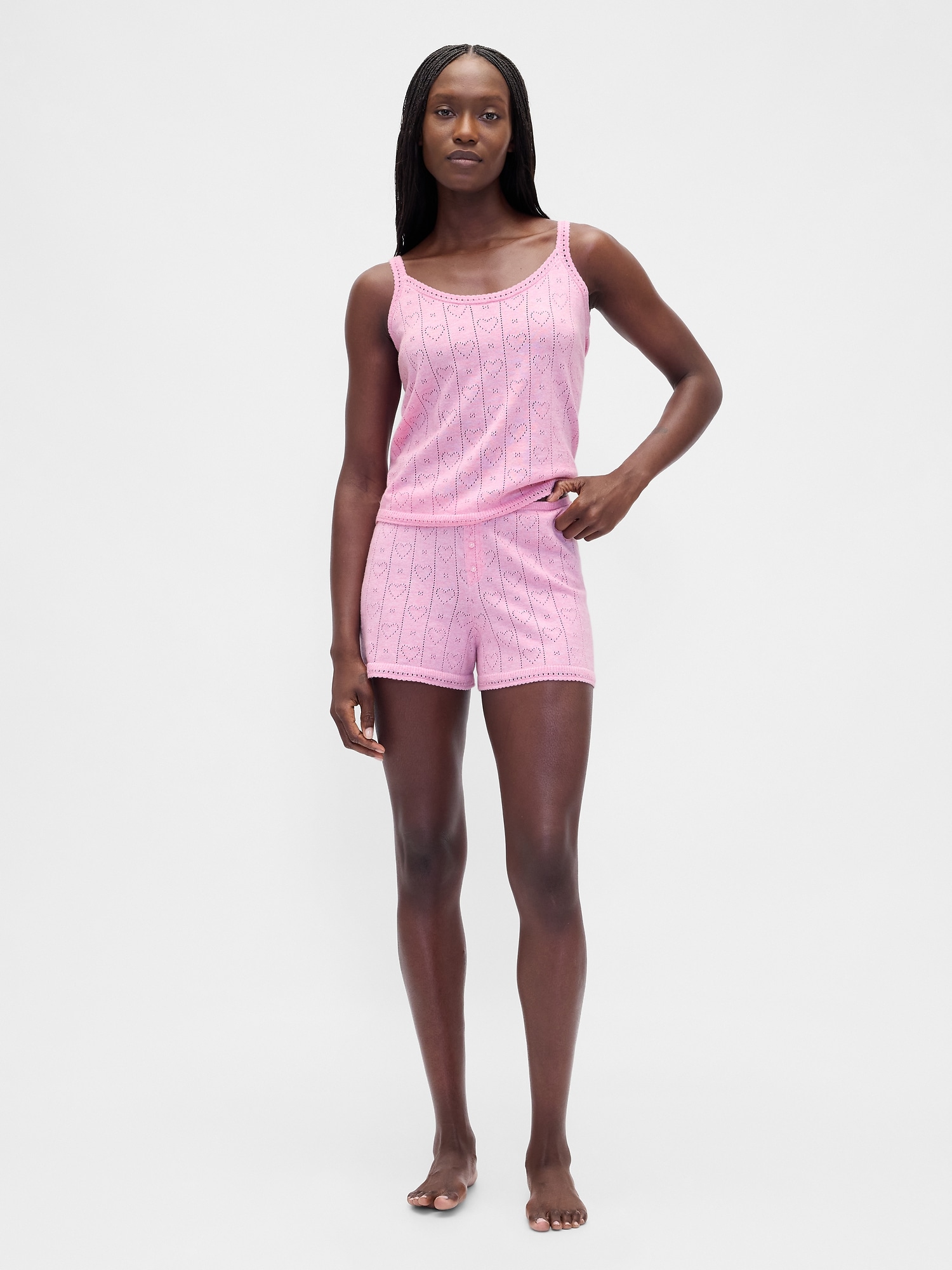 ライトウェイト CashSoft カシミヤタッチ ポインテール ハートパジャマタンクトップ-1