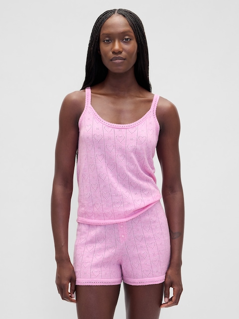 Lightweight CashSoft Pointelle Heart PJ Tank Top