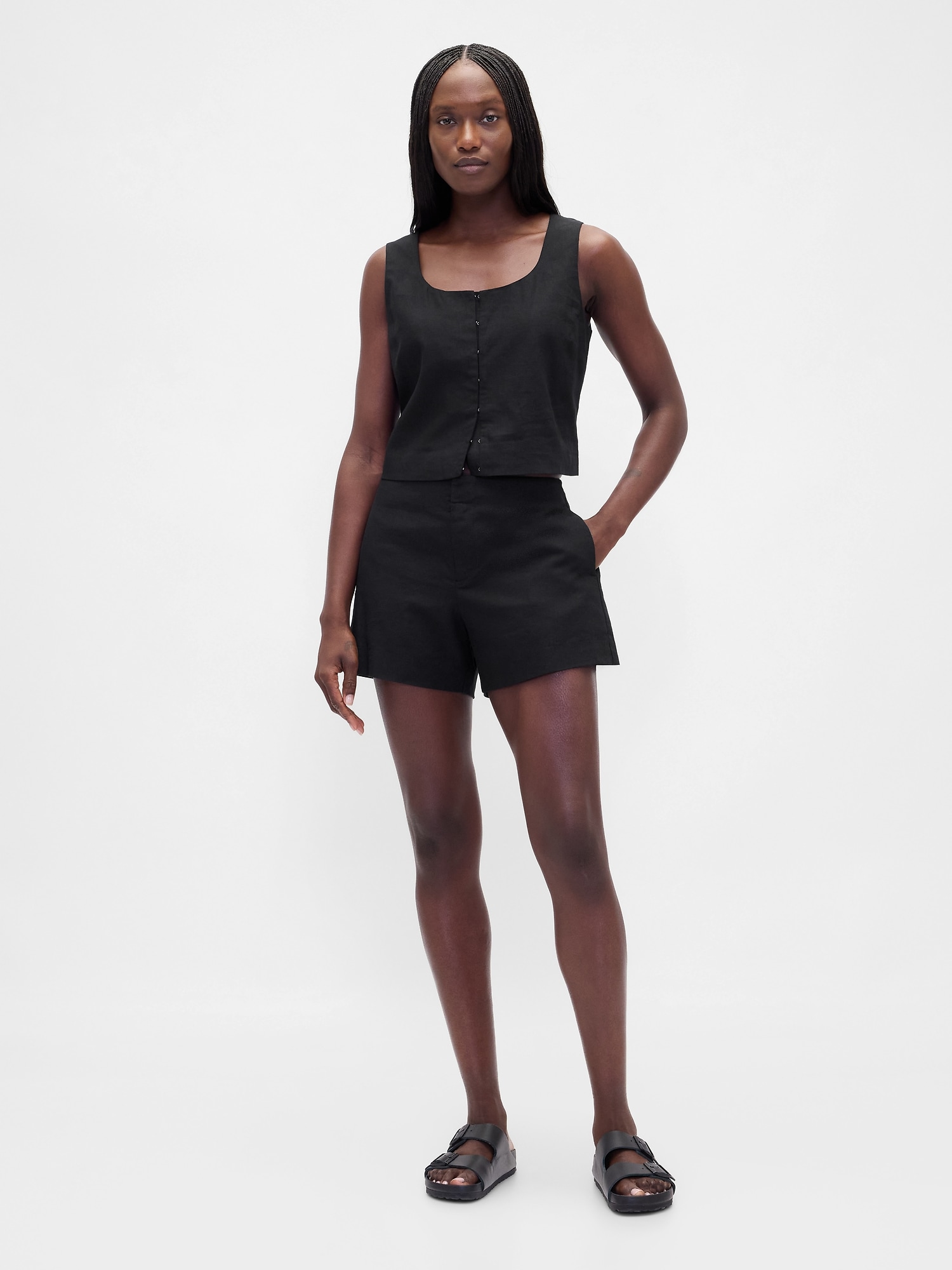 4" Mid Rise Linen-Blend Shorts