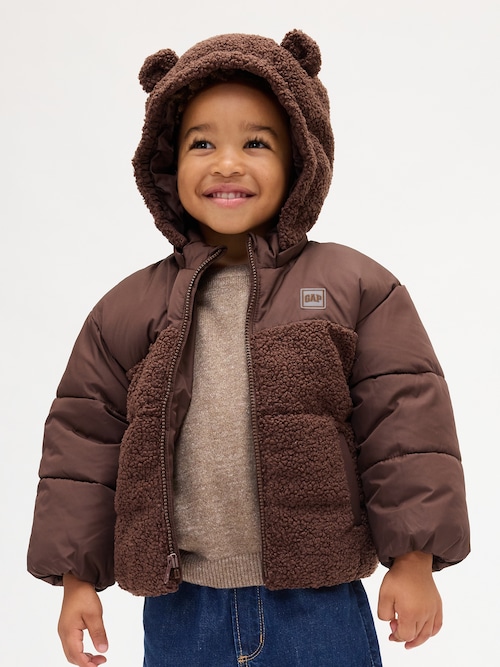 リサイクル ボア くまさん パファージャケット (幼児・ベビー)