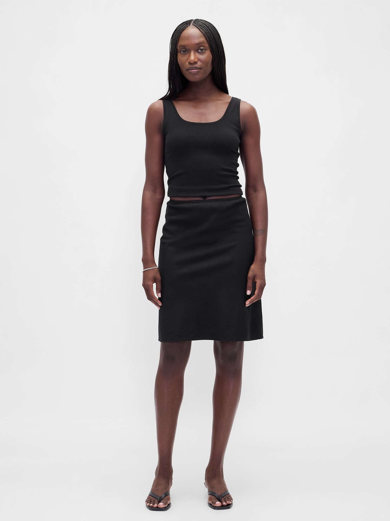 Linen-Blend Bias-Cut Skirt