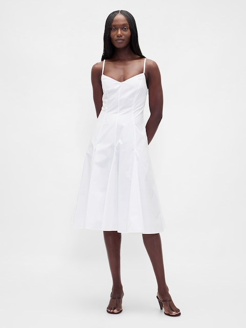 Seamed V-Neck Midi Dress