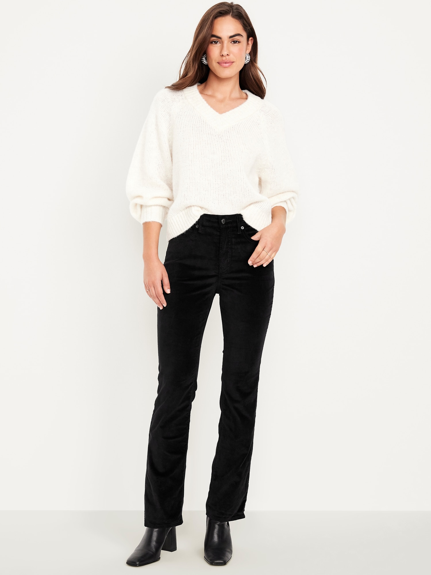 Extra High-Waisted Velvet Baby Boot-Cut Jeans