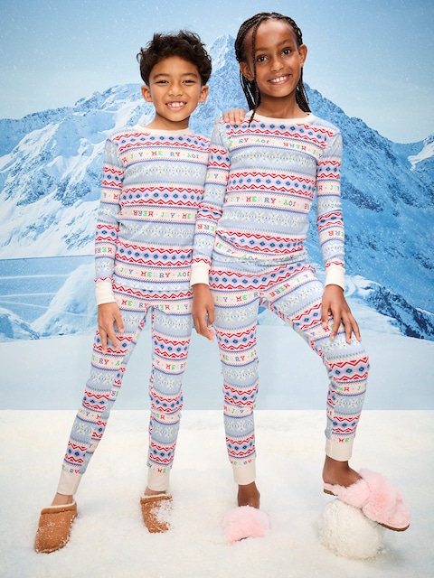 Gender-Neutral Snug-Fit Graphic Pajama Set for Kids